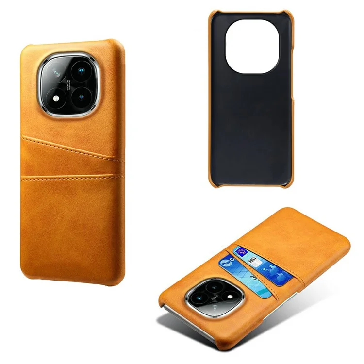 Funda para Xiaomi Redmi Note 14 Pro+ 5G, con ranuras para dos tarjetas, de piel sintética y PC duro - Naranja
