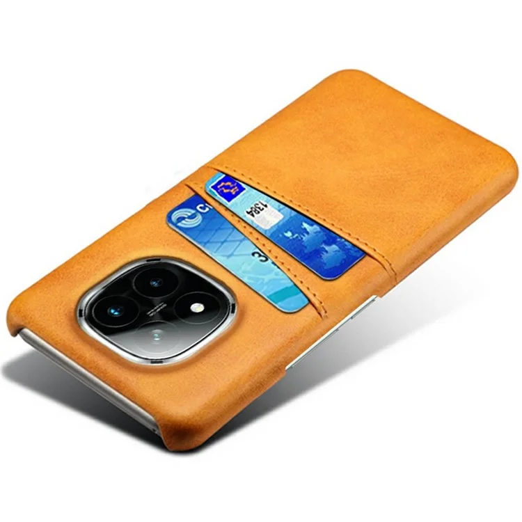Funda para Xiaomi Redmi Note 14 Pro+ 5G, con ranuras para dos tarjetas, de piel sintética y PC duro - Naranja