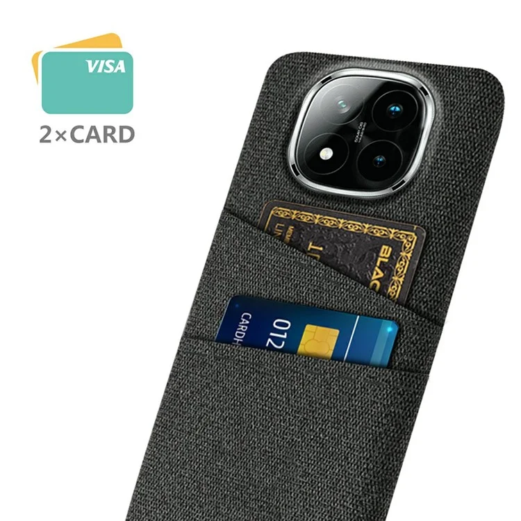 For Xiaomi Redmi Note 14 Pro+ 5G Case Cloth + Hard PC Phone Cover with Dual Card Slots - Black