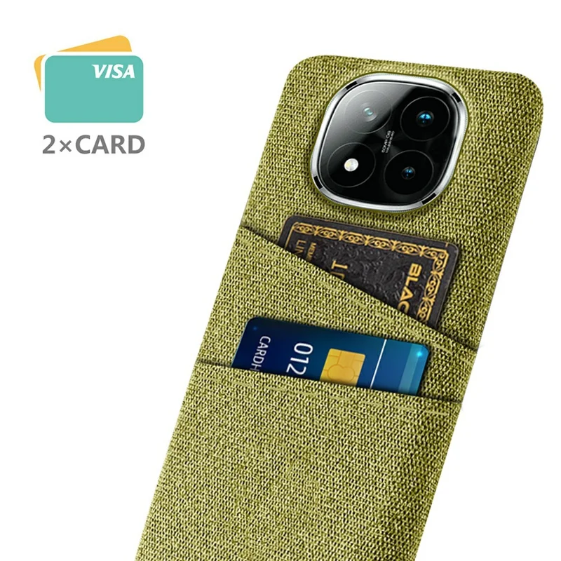 For Xiaomi Redmi Note 14 Pro+ 5G Case Cloth + Hard PC Phone Cover with Dual Card Slots - Yellow