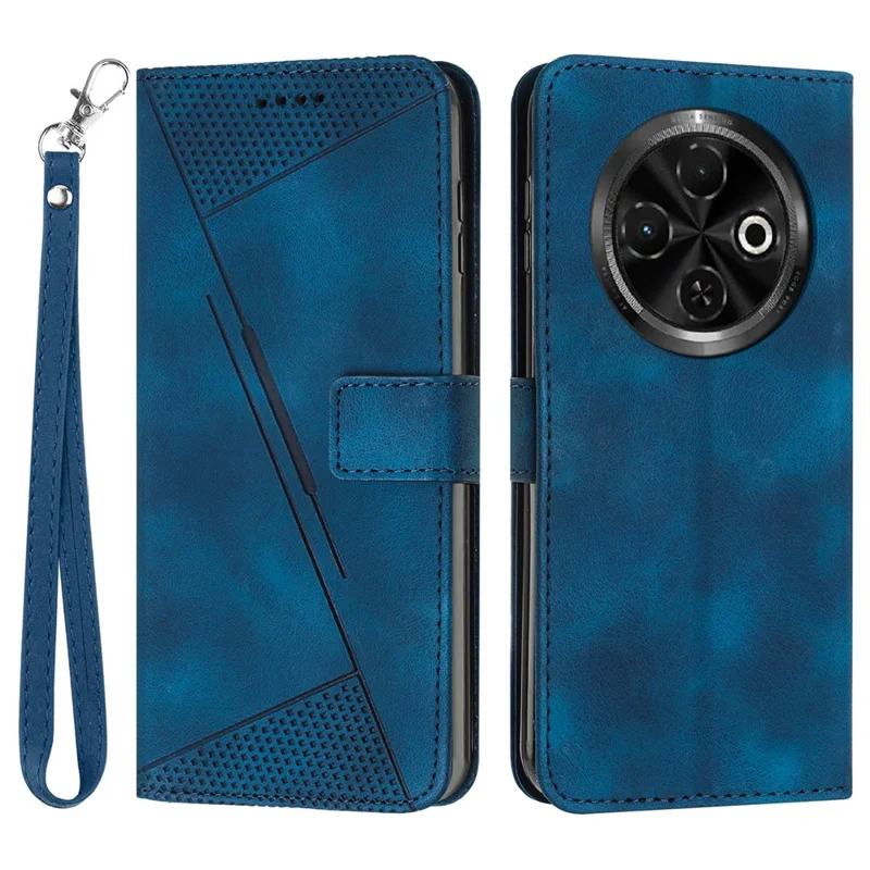 جراب لهاتف TECNO Spark 30C 4G على شكل حقيبة يد بنمط مثلثات جلدي - أزرق كحلي