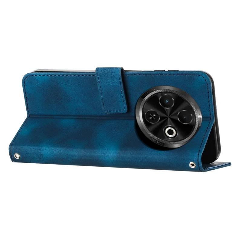 جراب لهاتف TECNO Spark 30C 4G على شكل حقيبة يد بنمط مثلثات جلدي - أزرق كحلي