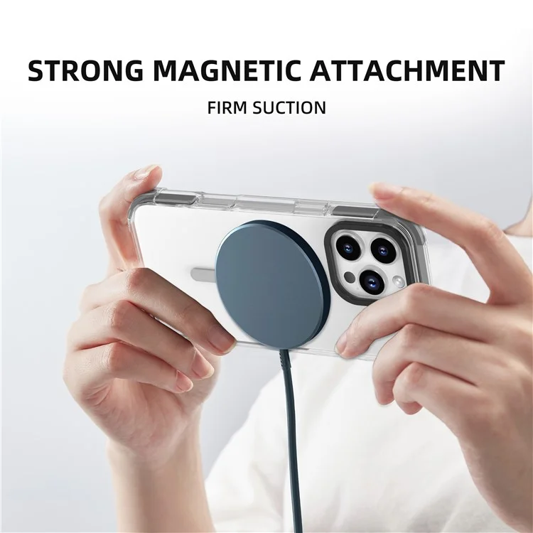 MUTURAL For iPhone 16 Pro Clear Case Compatible with MagSafe Four Corners Anti Drop TPU+PC Phone Back Cover - Grey