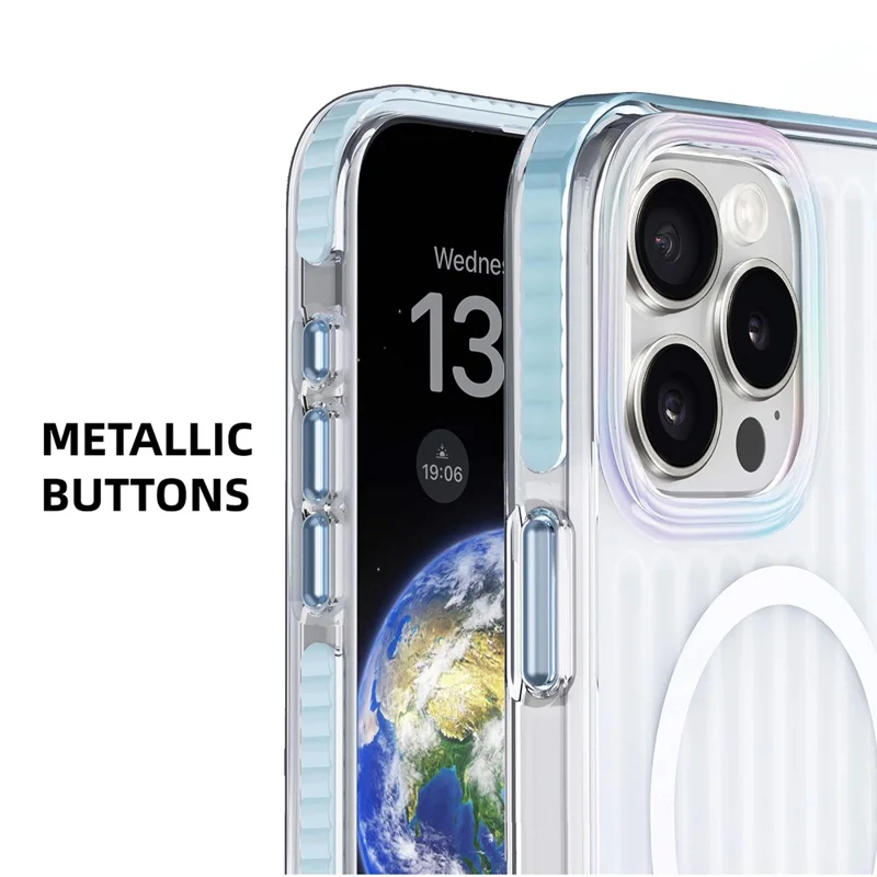 MUTURAL Чехол для iPhone 16 Pro Max совместимый с MagSafe TPU+PC Полосатый узор на задней крышке телефона