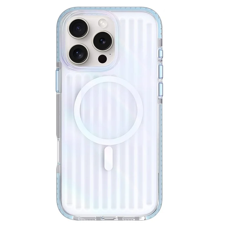 MUTURAL For iPhone 16 Pro Case Compatible with MagSafe TPU+PC Phone Back Cover Stripe Pattern
