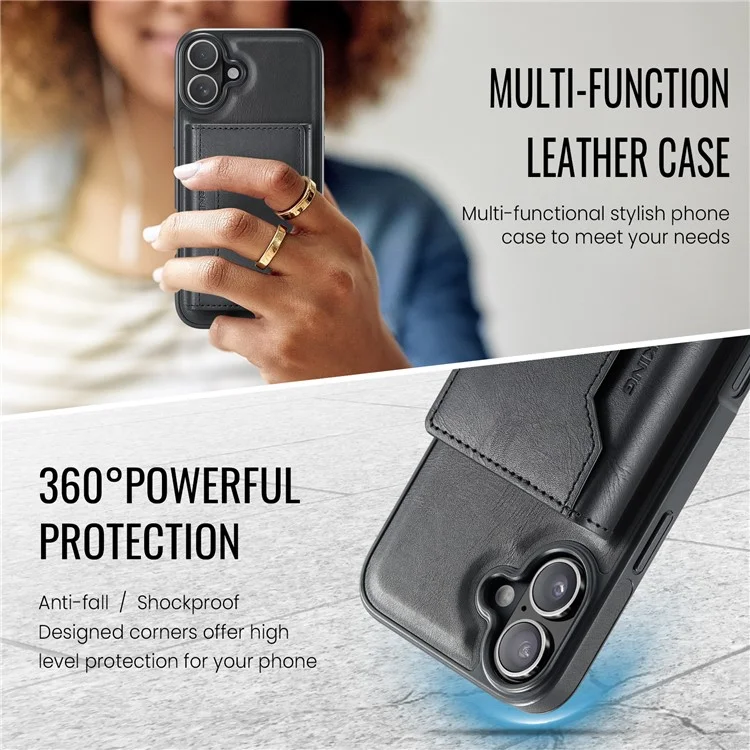 MAGKING K2-Serie für iPhone 16 Hülle kompatibel mit MagSafe PC+TPU+PU Handyhülle - Schwarz