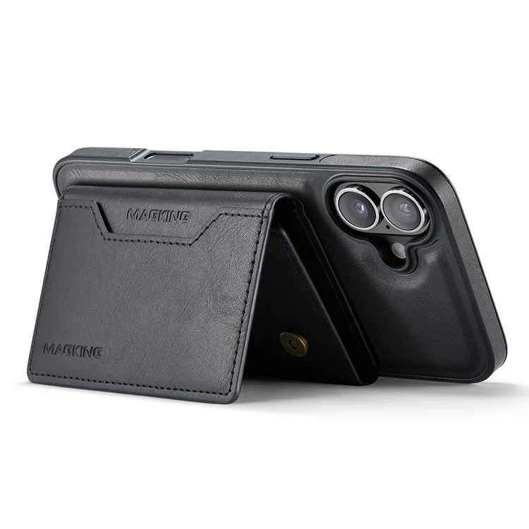 MAGKING K2-Serie für iPhone 16 Hülle kompatibel mit MagSafe PC+TPU+PU Handyhülle - Schwarz