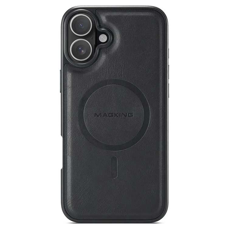 MAGKING K2-Serie für iPhone 16 Hülle kompatibel mit MagSafe PC+TPU+PU Handyhülle - Schwarz