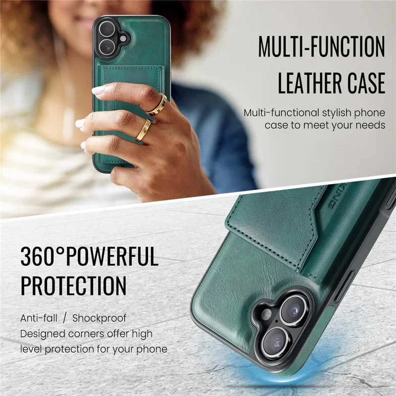 MAGKING K2 Series For iPhone 16 Plus Case Compatible with MagSafe PC+TPU+PU Phone Cover - Green