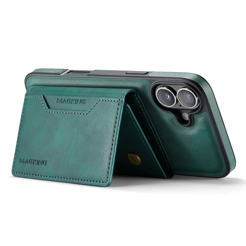 MAGKING K2 Series For iPhone 16 Plus Case Compatible with MagSafe PC+TPU+PU Phone Cover - Green