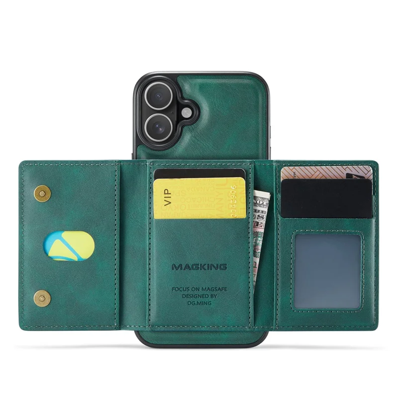 MAGKING K2 Series For iPhone 16 Plus Case Compatible with MagSafe PC+TPU+PU Phone Cover - Green