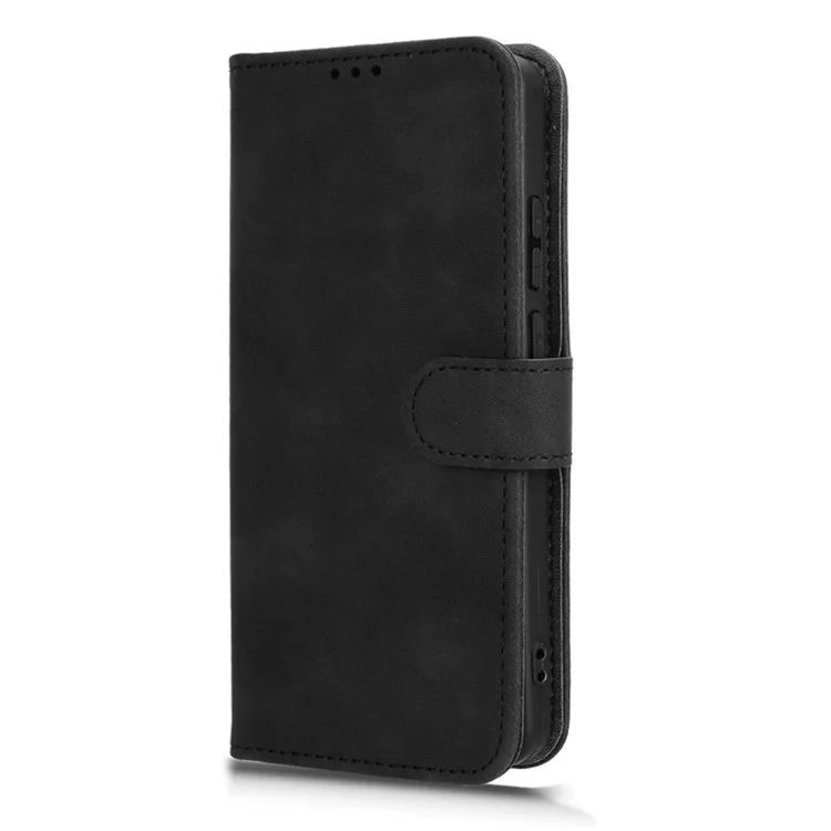 Capa de couro para vivo X200 Pro 5G com sensação de pele, anti-queda e carteira flip - Preto