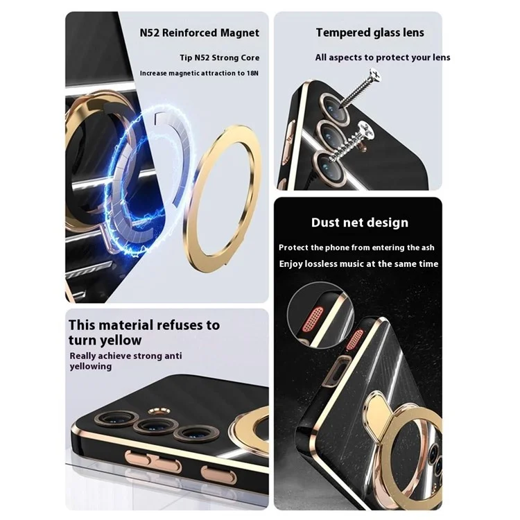 For Samsung Galaxy S25 Kickstand Case Compatible with MagSafe TPU Phone Cover - Black