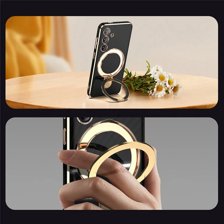 For Samsung Galaxy S25 Kickstand Case Compatible with MagSafe TPU Phone Cover - Black