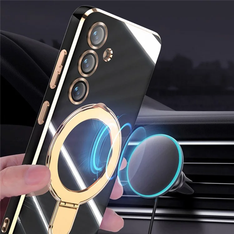 For Samsung Galaxy S25 Kickstand Case Compatible with MagSafe TPU Phone Cover - Black