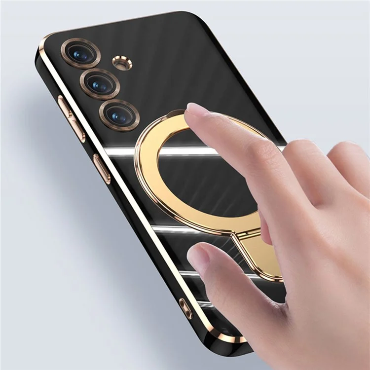 For Samsung Galaxy S25 Kickstand Case Compatible with MagSafe TPU Phone Cover - Black