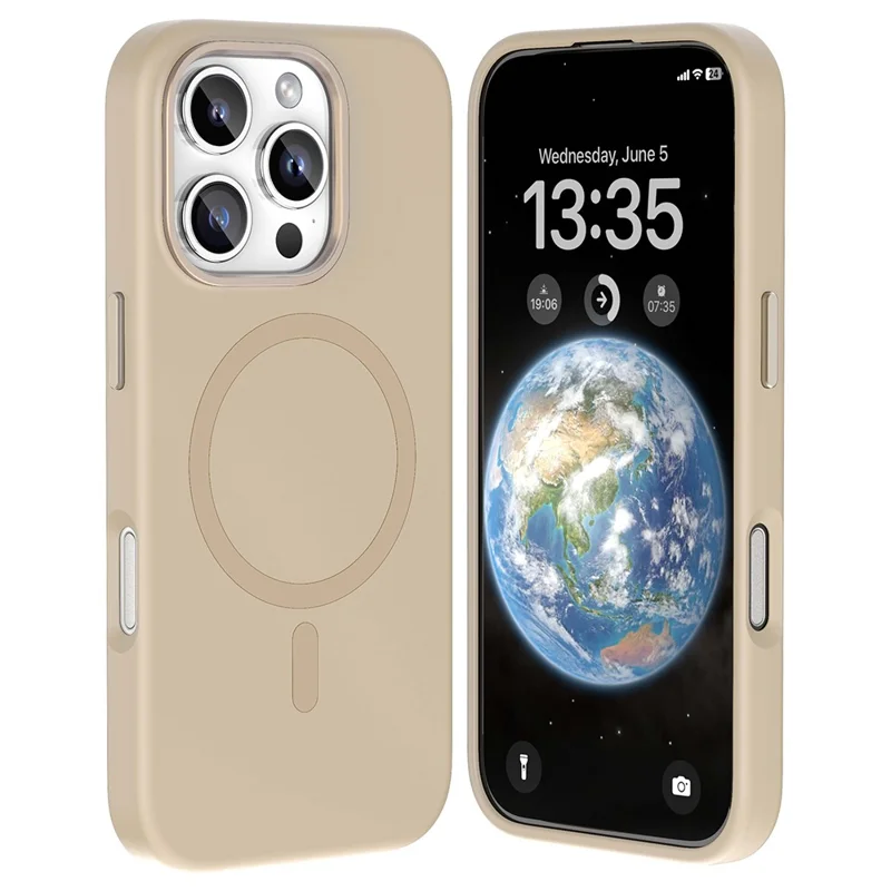 MUTURAL Étui magnétique pour iPhone 16 Pro Max compatible avec MagSafe, housse arrière en silicone liquide - Or désert
