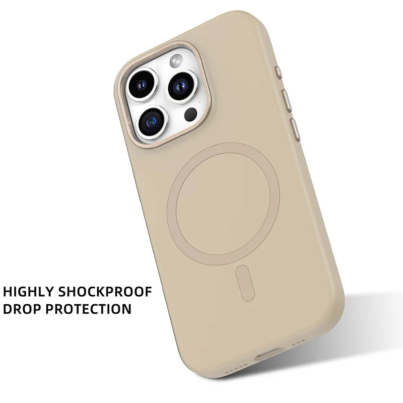 MUTURAL Étui magnétique pour iPhone 16 Pro Max compatible avec MagSafe, housse arrière en silicone liquide - Or désert