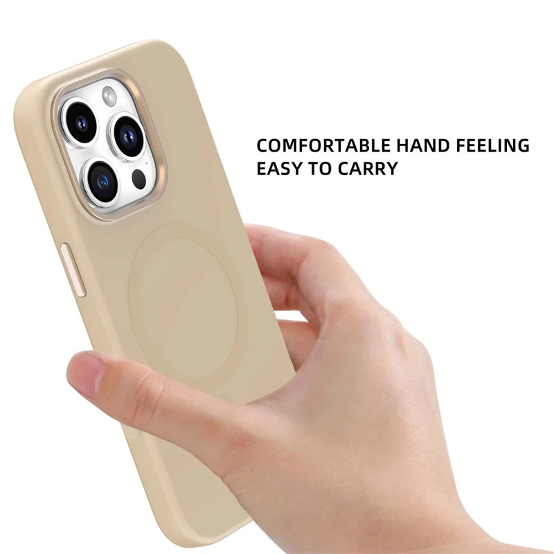 MUTURAL Étui magnétique pour iPhone 16 Pro Max compatible avec MagSafe, housse arrière en silicone liquide - Or désert