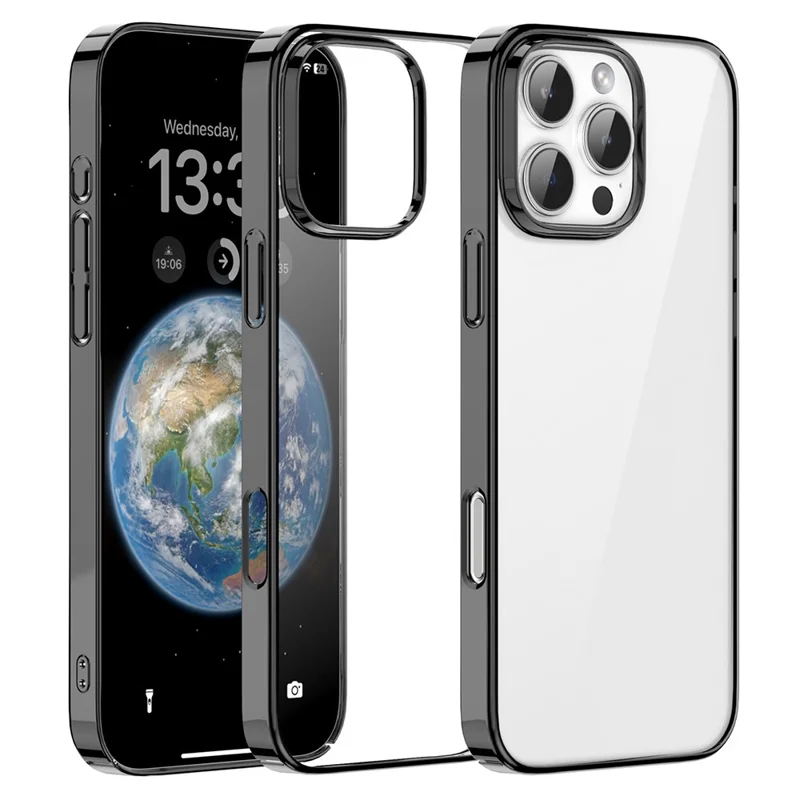 MUTURAL Per iPhone 16 Pro Custodia telefonica trasparente PC+TPU Cover posteriore mobile - Nero