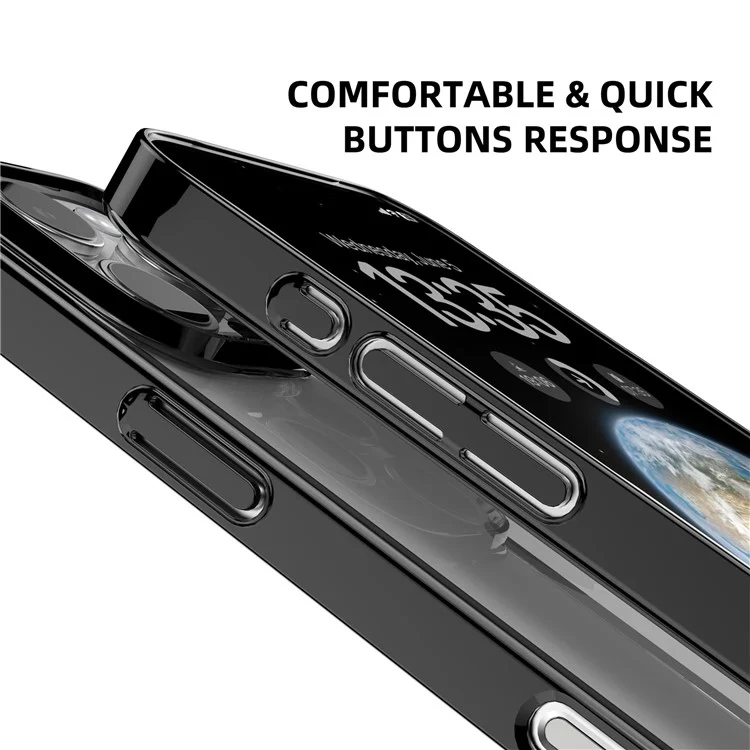 MUTURAL For iPhone 16 Pro Max Clear Phone Case PC+TPU Mobile Back Cover - Black