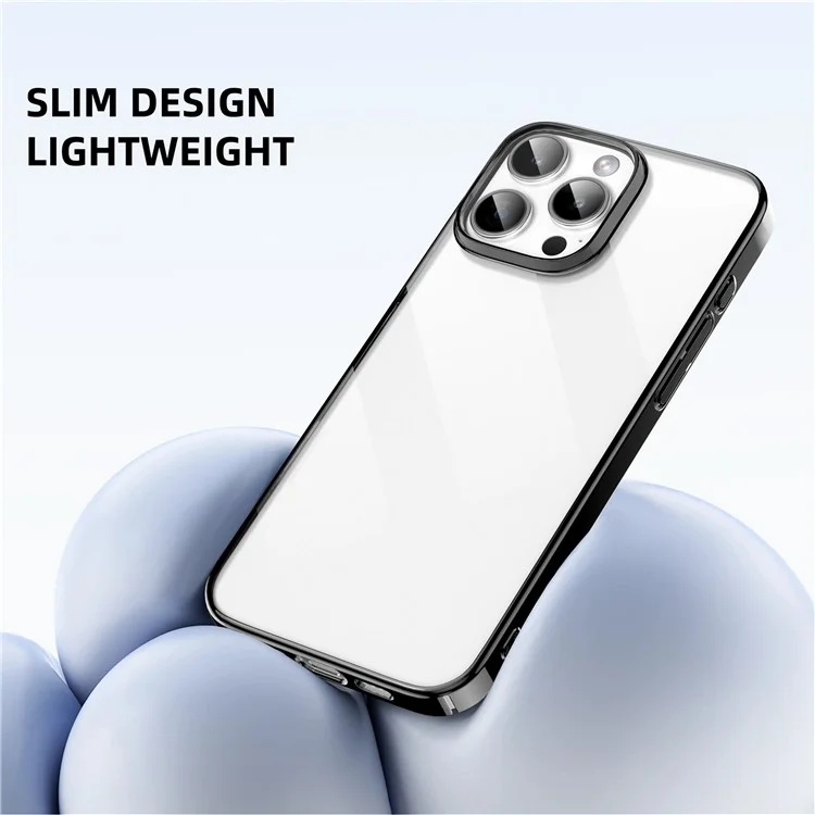 MUTURAL For iPhone 16 Pro Max Clear Phone Case PC+TPU Mobile Back Cover - Black