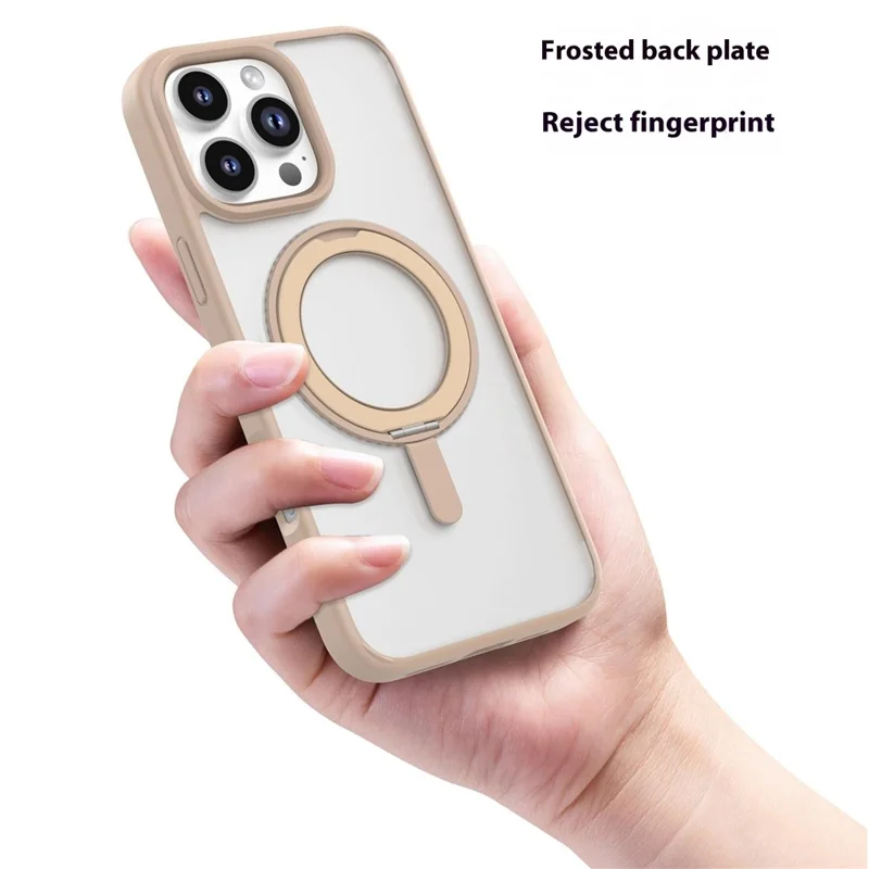 MUTURAL For iPhone 16 Pro Case Compatible with MagSafe Ring Kickstand PC+TPU Back Cover - Gold