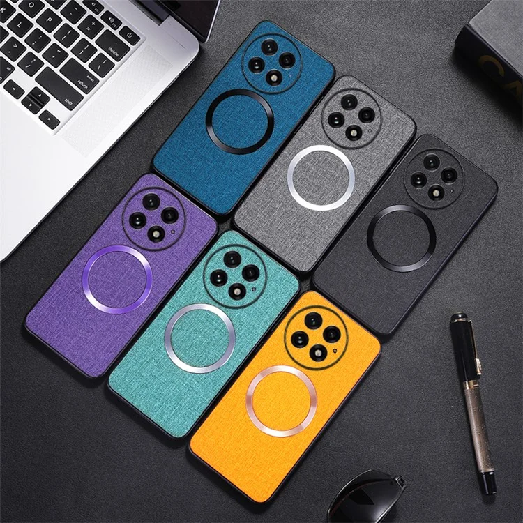 For OnePlus 13 Case Drop-Proof TPU+Cloth Back Phone Cover Compatible with MagSafe - Purple