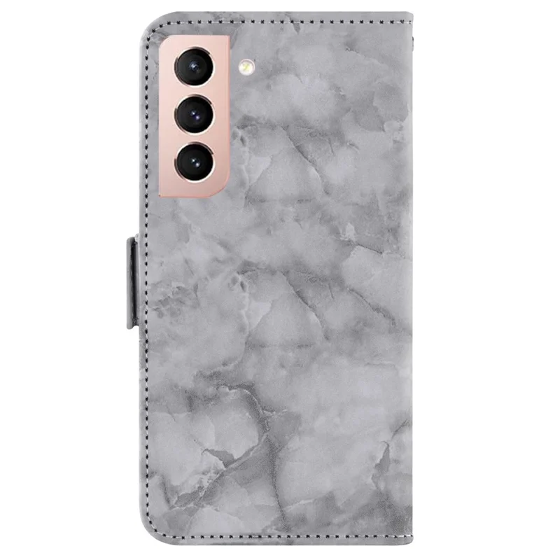 Phone Case for Samsung Galaxy S22 5G, Marble Pattern Dual Magnetic Clasp PU Leather Stand Flip Wallet Cover - Grey