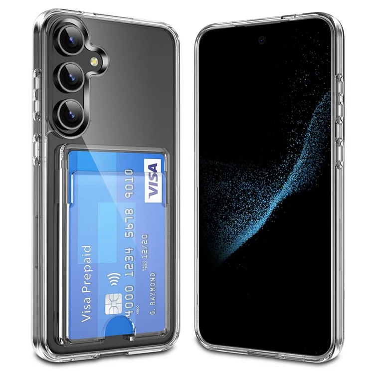 Чехол для Samsung Galaxy S25+ Clear Case TPU+PC+Acrylic с держателем для карт