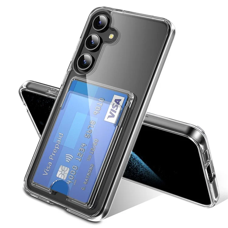 Чехол для Samsung Galaxy S25+ Clear Case TPU+PC+Acrylic с держателем для карт