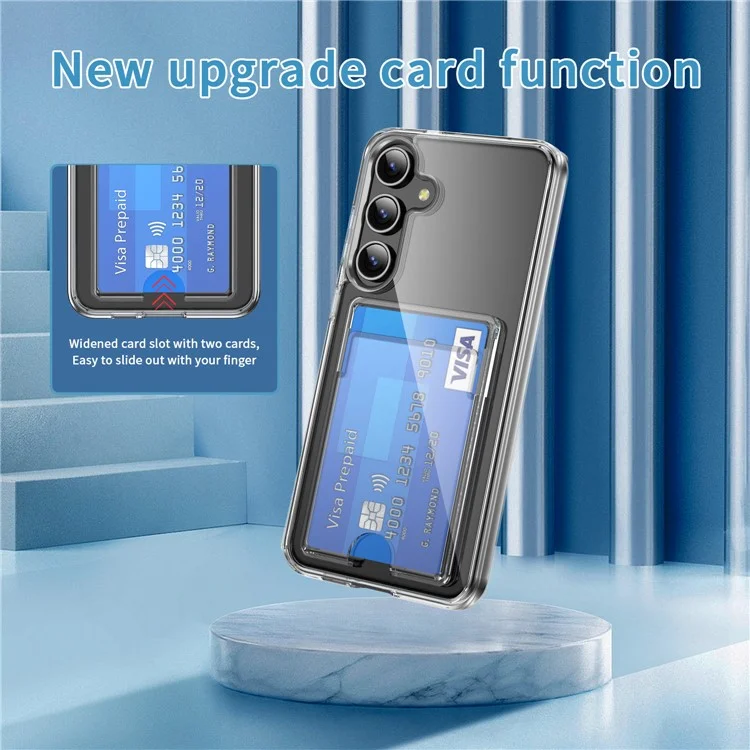 Чехол для Samsung Galaxy S25+ Clear Case TPU+PC+Acrylic с держателем для карт