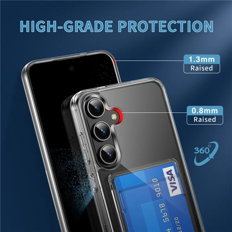 Чехол для Samsung Galaxy S25+ Clear Case TPU+PC+Acrylic с держателем для карт