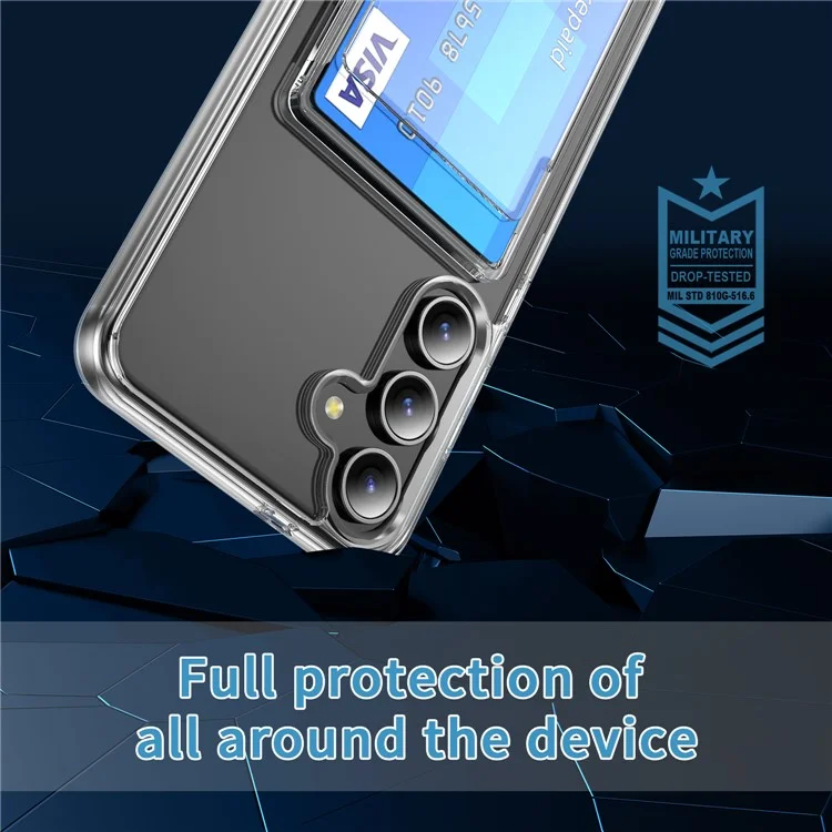 Чехол для Samsung Galaxy S25+ Clear Case TPU+PC+Acrylic с держателем для карт