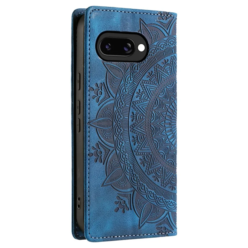 Чехол Style-010 для Google Pixel 9a с магнитным закрытием, кожаный, с узором - синий