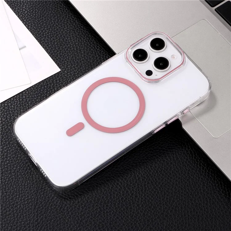 Capa magnética compatível com MagSafe para iPhone 16 Pro Max, capa traseira de PC ultrafina de 1,0 mm - Rosa