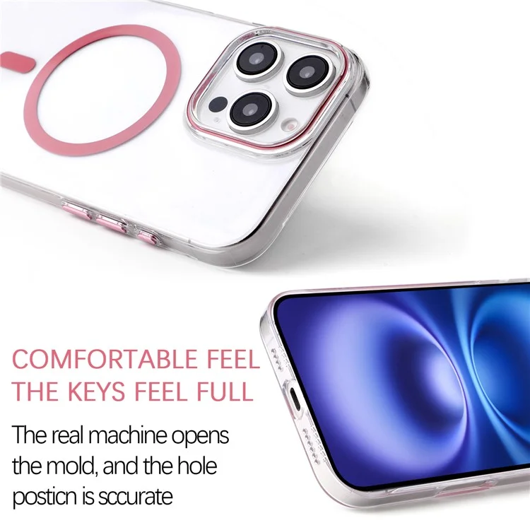 Capa magnética compatível com MagSafe para iPhone 16 Pro Max, capa traseira de PC ultrafina de 1,0 mm - Rosa