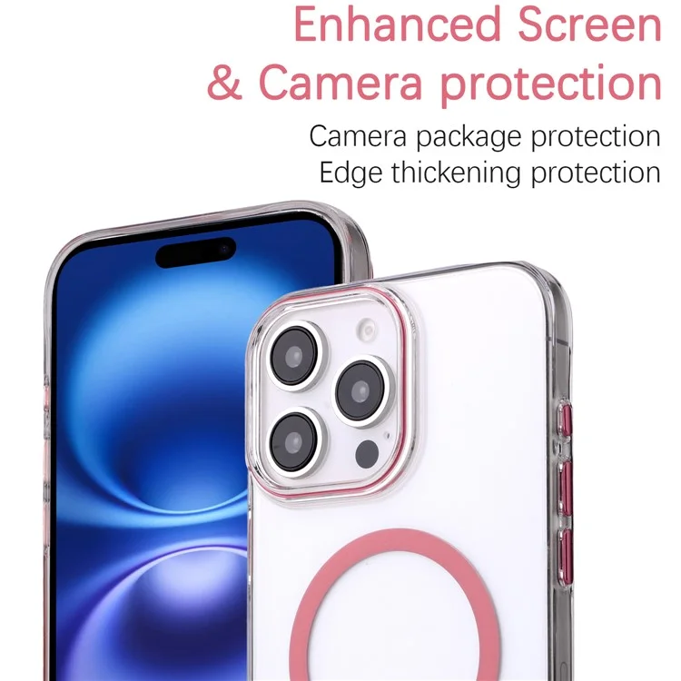 Capa magnética compatível com MagSafe para iPhone 16 Pro Max, capa traseira de PC ultrafina de 1,0 mm - Rosa
