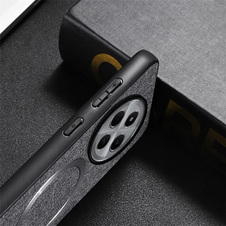 Coque de téléphone pour Xiaomi Redmi 14C 4G / 14R 5G / Poco C75 4G, résistante aux chocs, en TPU + tissu, compatible avec MagSafe - Gris