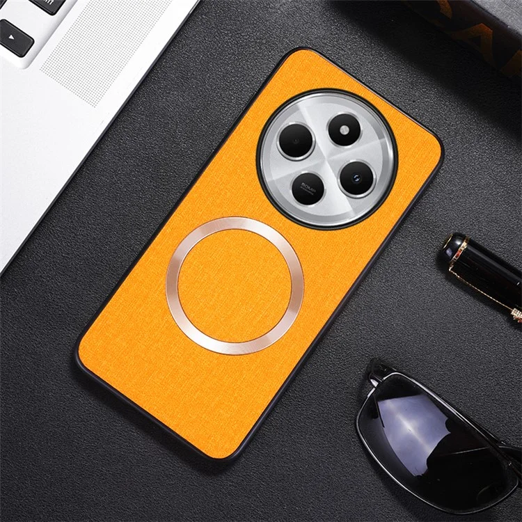 Phone Case For Xiaomi Redmi 14C 4G / 14R 5G / Poco C75 4G Drop-Proof TPU+Cloth Back Cover Compatible with MagSafe - Orange