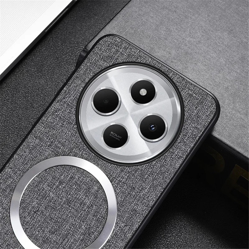 Magnetic Phone Case For Xiaomi Redmi 14C 4G / 14R 5G / Poco C75 4G Drop-Proof TPU+Cloth Back Cover - Purple