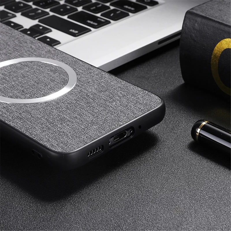 Magnetic Phone Case For Xiaomi Redmi 14C 4G / 14R 5G / Poco C75 4G Drop-Proof TPU+Cloth Back Cover - Purple