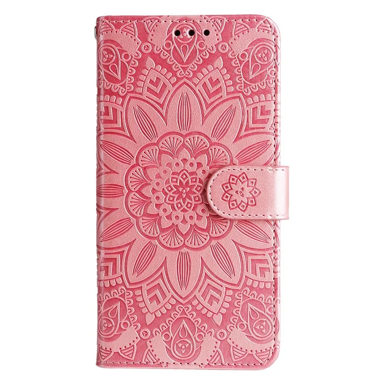 For Infinix Hot 50i 4G / Smart 9 4G Case Sunflower Imprint Leather Wallet Phone Cover - Pink