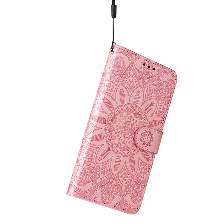 For Infinix Hot 50i 4G / Smart 9 4G Case Sunflower Imprint Leather Wallet Phone Cover - Pink