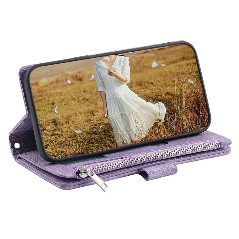 Style 005 For Xiaomi 15 Wallet Case Rhombus Stitching Line PU Leather Phone Cover - Purple