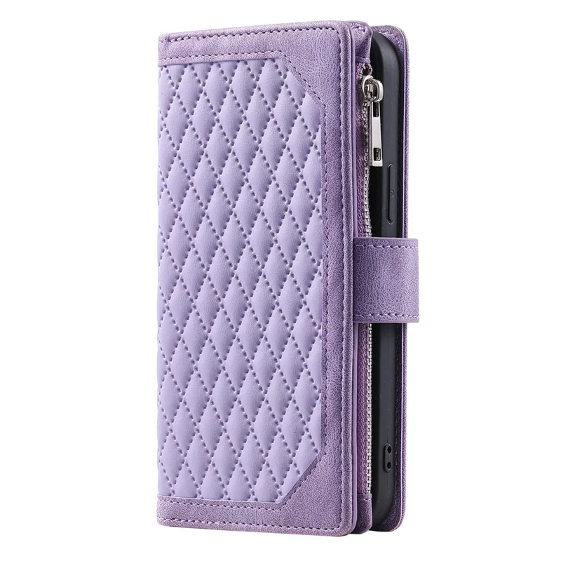 Style 005 For Xiaomi 15 Wallet Case Rhombus Stitching Line PU Leather Phone Cover - Purple