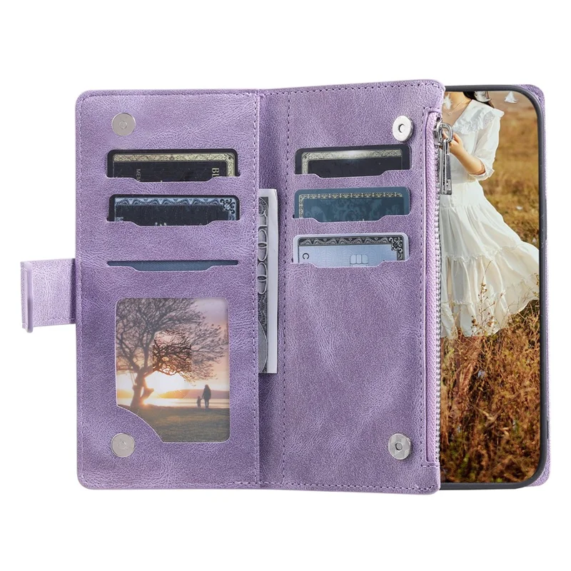 Style 005 For Xiaomi 15 Pro Wallet Case Rhombus Stitching Line PU Leather Phone Cover - Purple