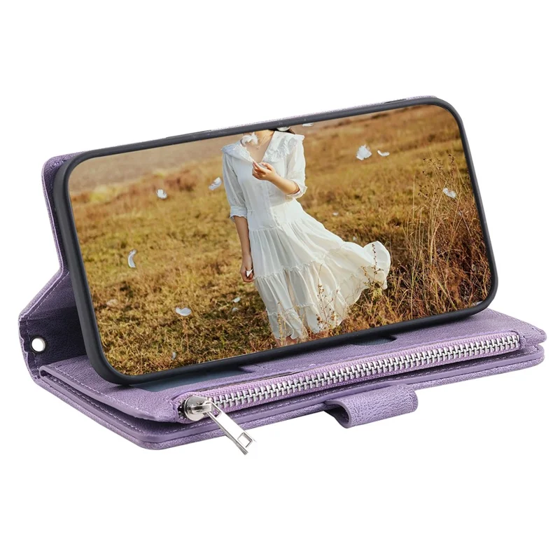 Style 005 For Xiaomi 15 Pro Wallet Case Rhombus Stitching Line PU Leather Phone Cover - Purple