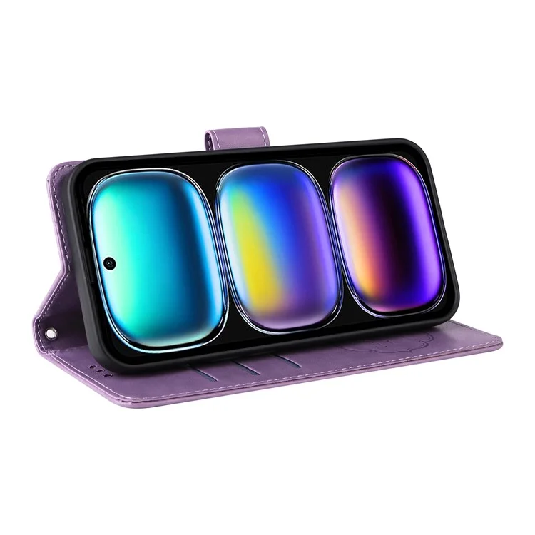 Custodia in pelle per Infinix Hot 50i 4G / Smart 9 4G, motivo a farfalla e fiori, con supporto - Viola
