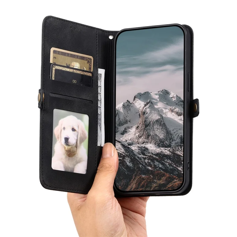 Style 016 For Xiaomi 15 Pro Case Skin Feel Totem Imprinted Wallet Leather Phone Cover - Black
